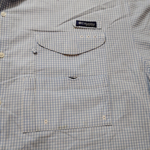 Columbia PFG Shirt Mens 4XL Big Blue Gingham Omni Shade Short Sleeve Fishing - Picture 4 of 14